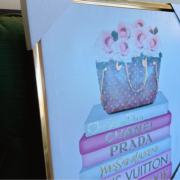 Print Art designer instinct style hand embellished 17.5” x 21.5” book bag LV - Picture 5 of 6